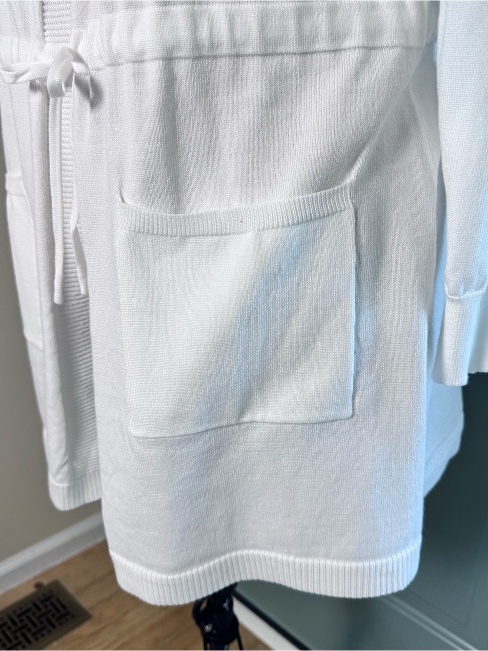 A Love Story Hooded Cardigan PXL White Tie Waist Cozy Lightweight Sweater - Picture 3 of 7